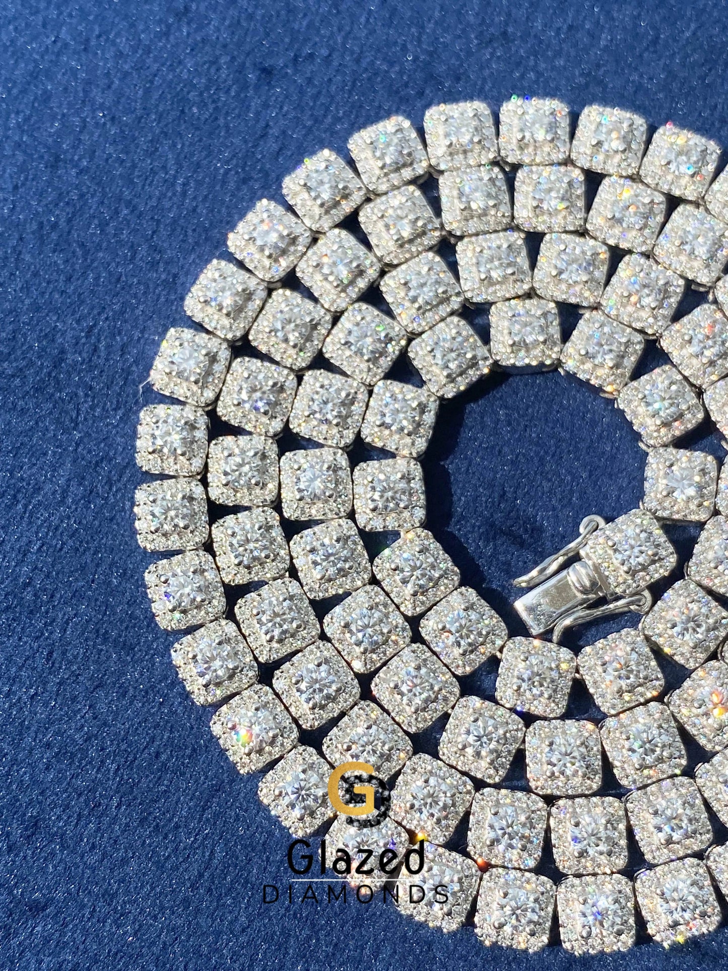 6.5MM Sterling Silver Moissanite Halo Tennis Chain