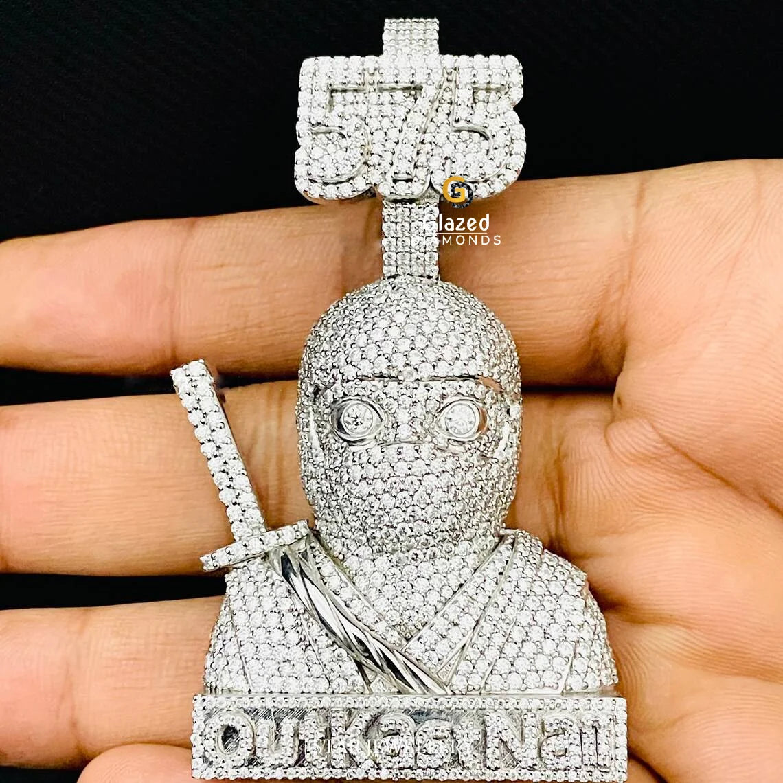 VVS Moissanite Diamond Hip Hop Ninja Face Pendant