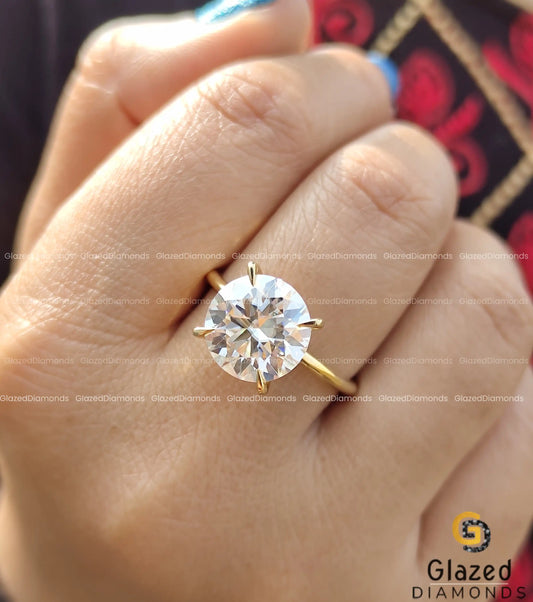 5 CT Round Cut Moissanite Big Diamond Solitaire Engagement Ring