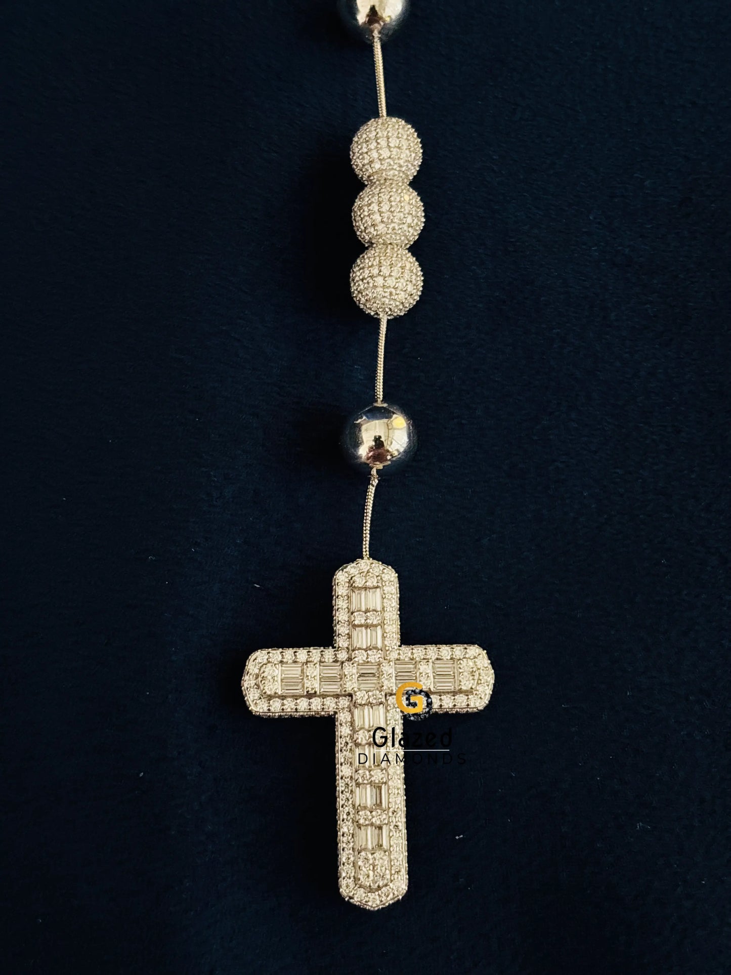 925 Silver Rosary Beads Moissanite Jesus Hip Hop Chain