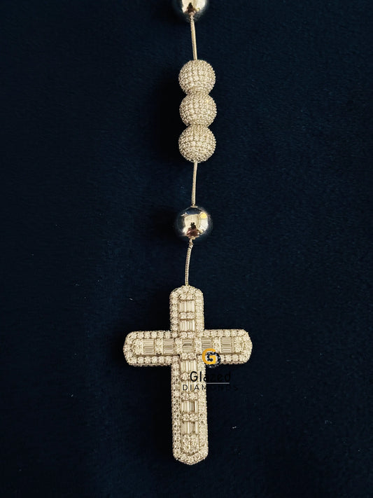 925 Silver Rosary Beads Moissanite Jesus Hip Hop Chain
