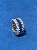 10MM Blue Radiant & Round Moissanite Diamond Studded Hip Hop Ring 925 Silver