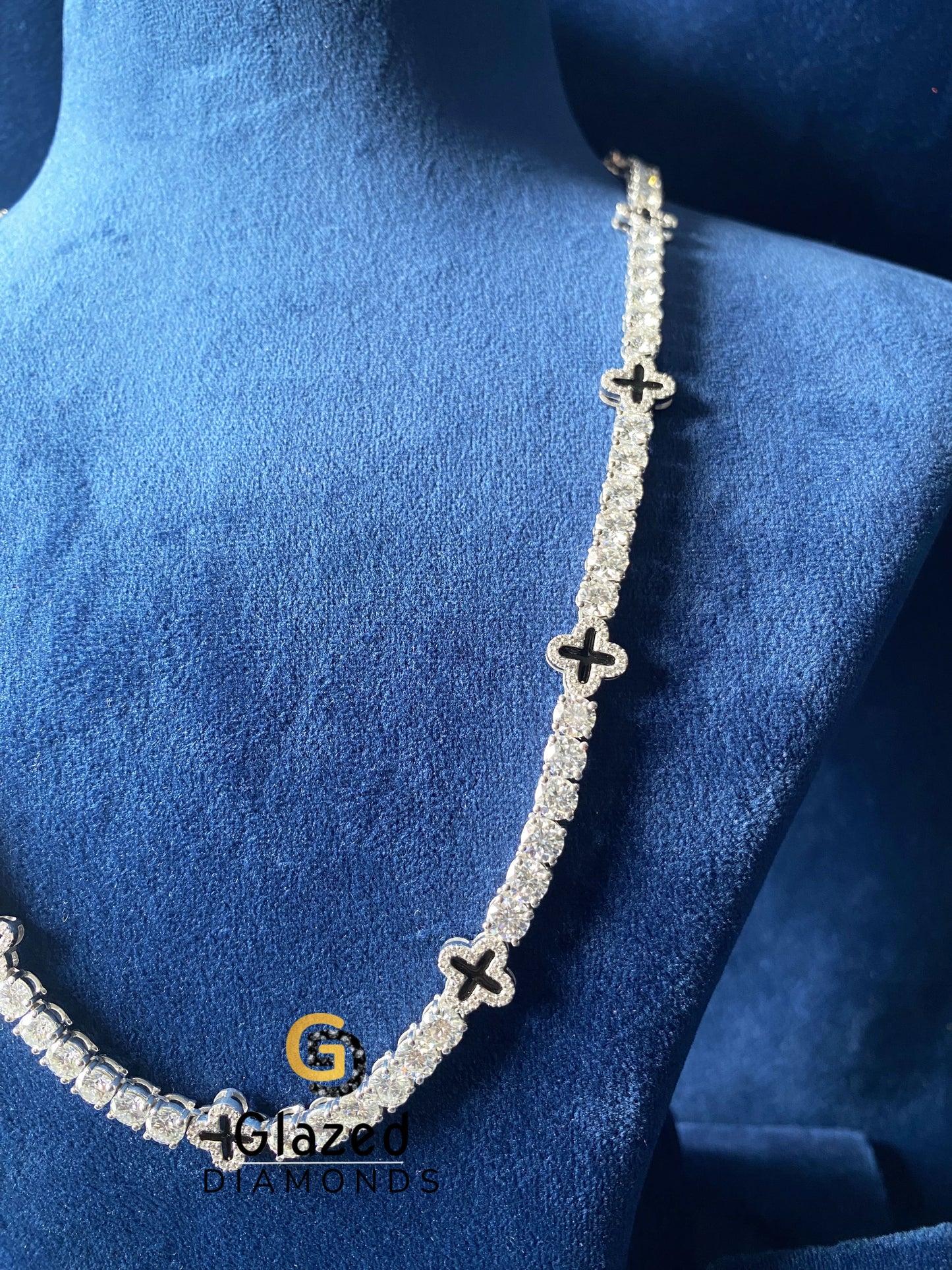 925Silver Iced Out Flower Chain