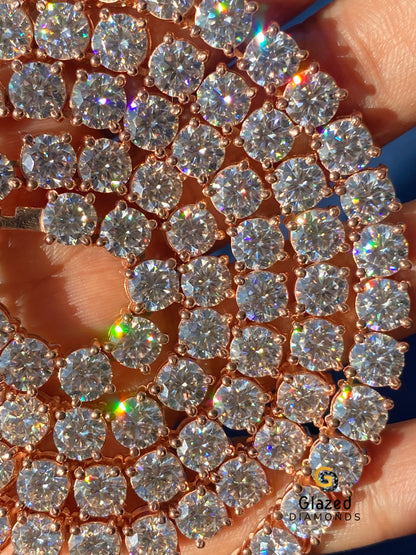 5MM Rose Gold Plated Round Moissanite Tennis Chain 925 Silver