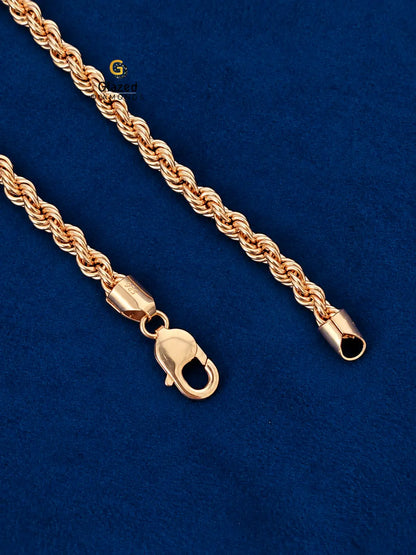 925 Silver 7MM Lobster Closure Rose Gold Plated  Rope Chain