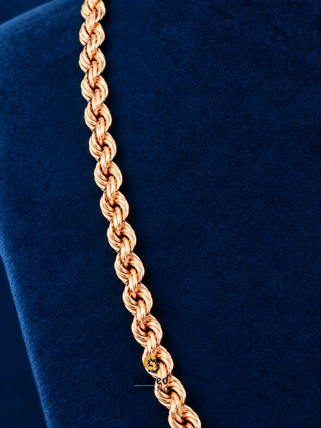 925 Silver 7MM Lobster Closure Rose Gold Plated  Rope Chain