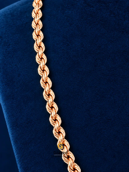925 Silver 7MM Lobster Closure Rose Gold Plated  Rope Chain