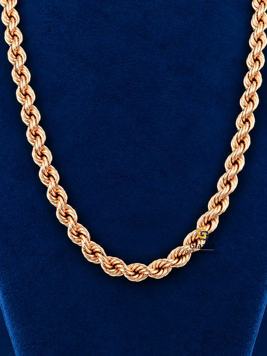 925 Silver 7MM Lobster Closure Rose Gold Plated  Rope Chain