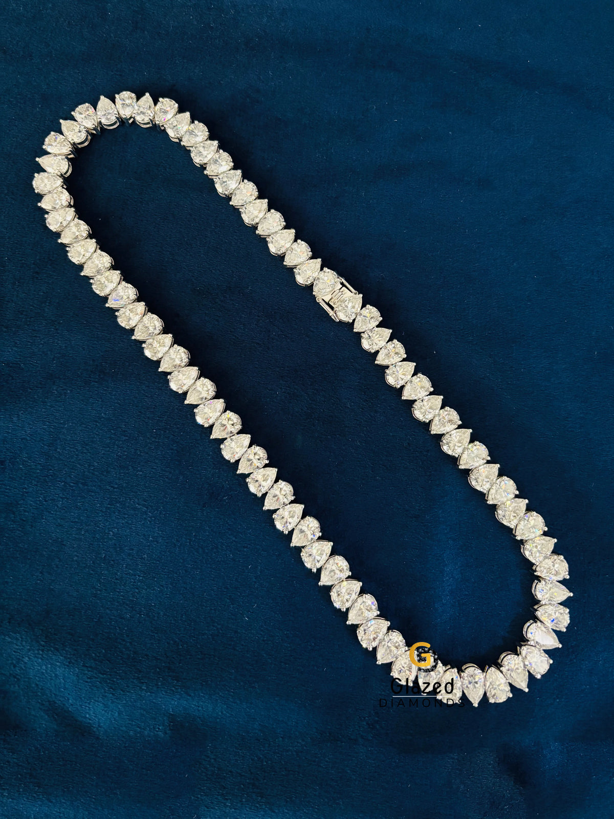 8MM Pear Iced Out Moissanite Tennis Chain 925 Sterling Silver