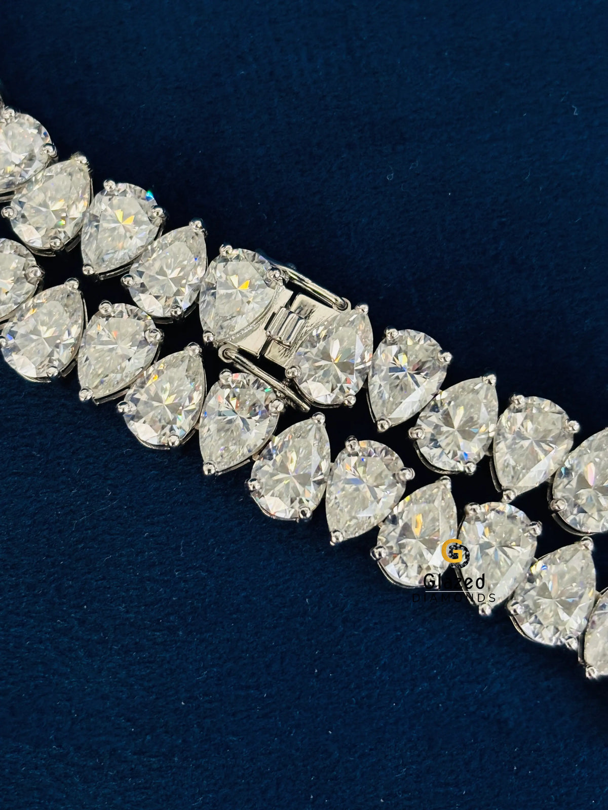 8MM Pear Iced Out Moissanite Tennis Chain 925 Sterling Silver