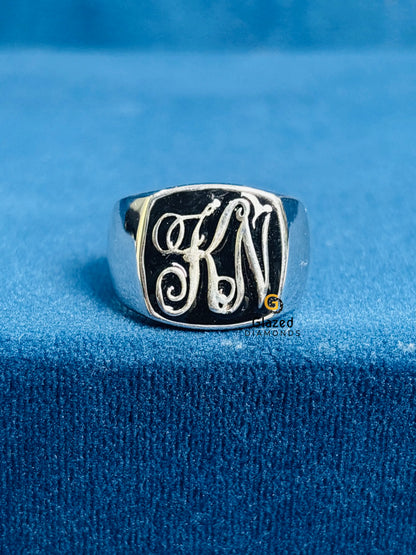 925 Sterling Silver Custom Alphabet Letter Ring For Men