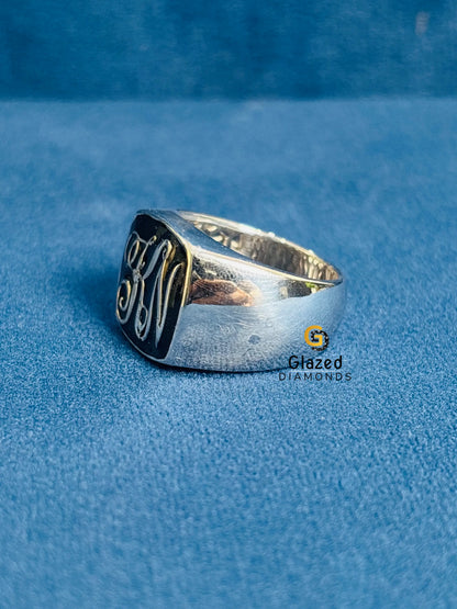 925 Sterling Silver Custom Alphabet Letter Ring For Men
