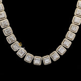 Iced Out Baguette and Round Cut Moissanite Diamond Tennis Chain