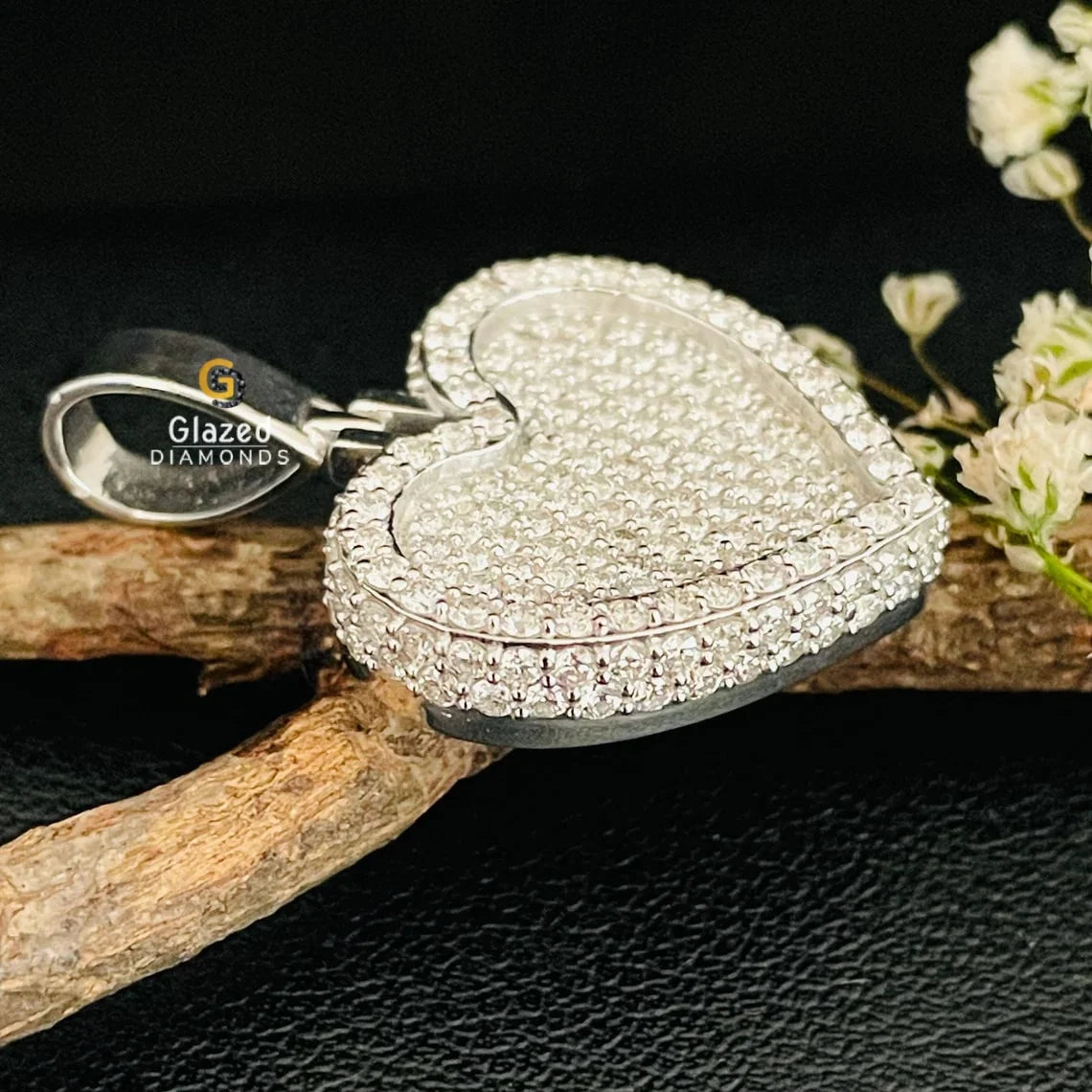 Fully Iced Out Round Moissanite Diamond Heart Shape Hip Hop Pendant