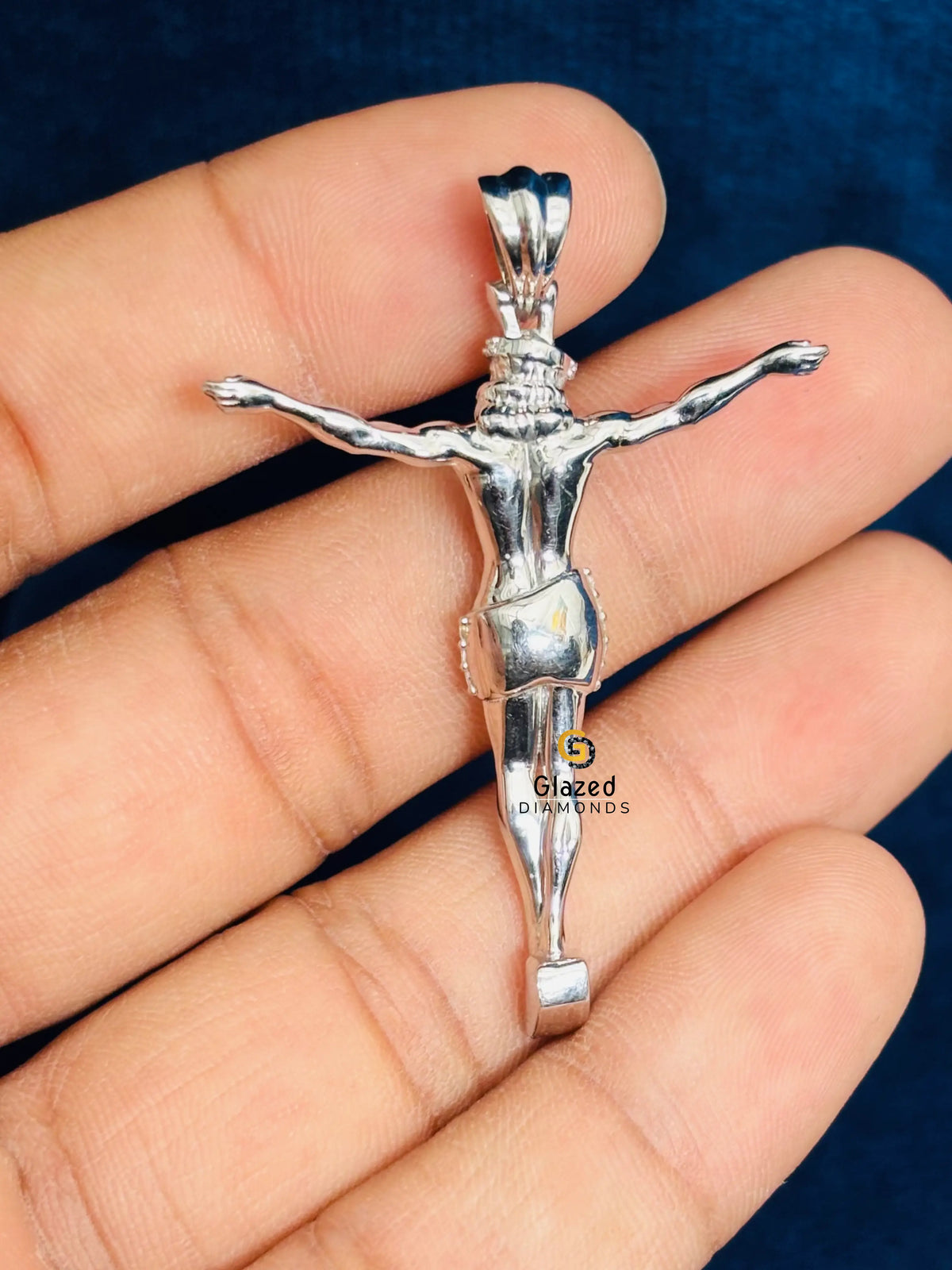 Solid 925 Sterling Silver Round Cut Moissanite 3D Jesus Pendant