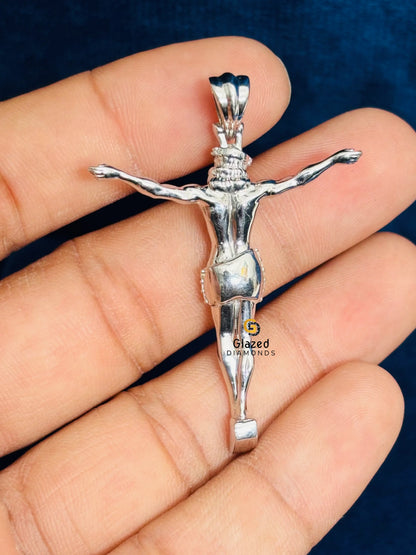 Solid 925 Sterling Silver Round Cut Moissanite 3D Jesus Pendant