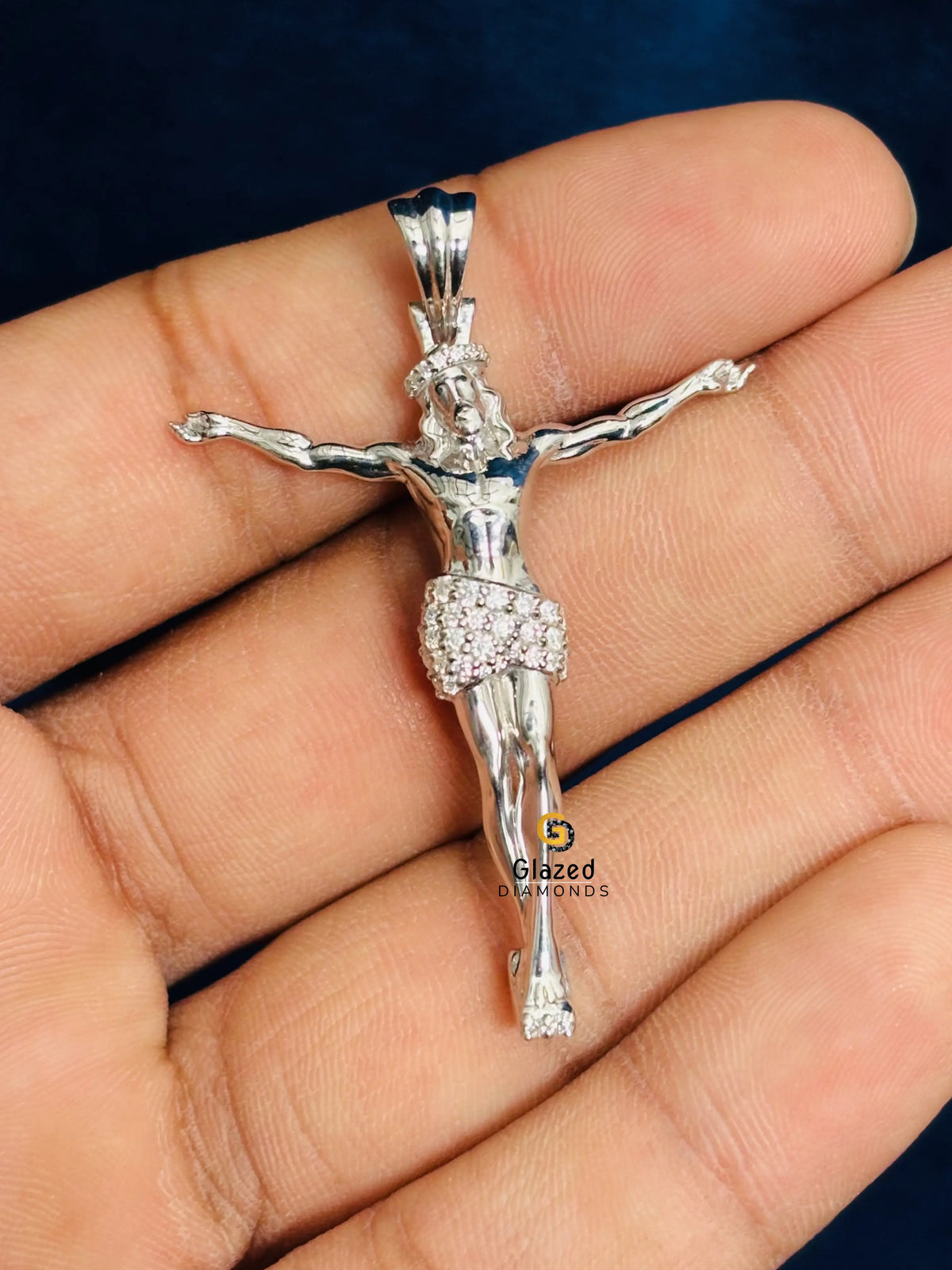 Solid 925 Sterling Silver Round Cut Moissanite 3D Jesus Pendant