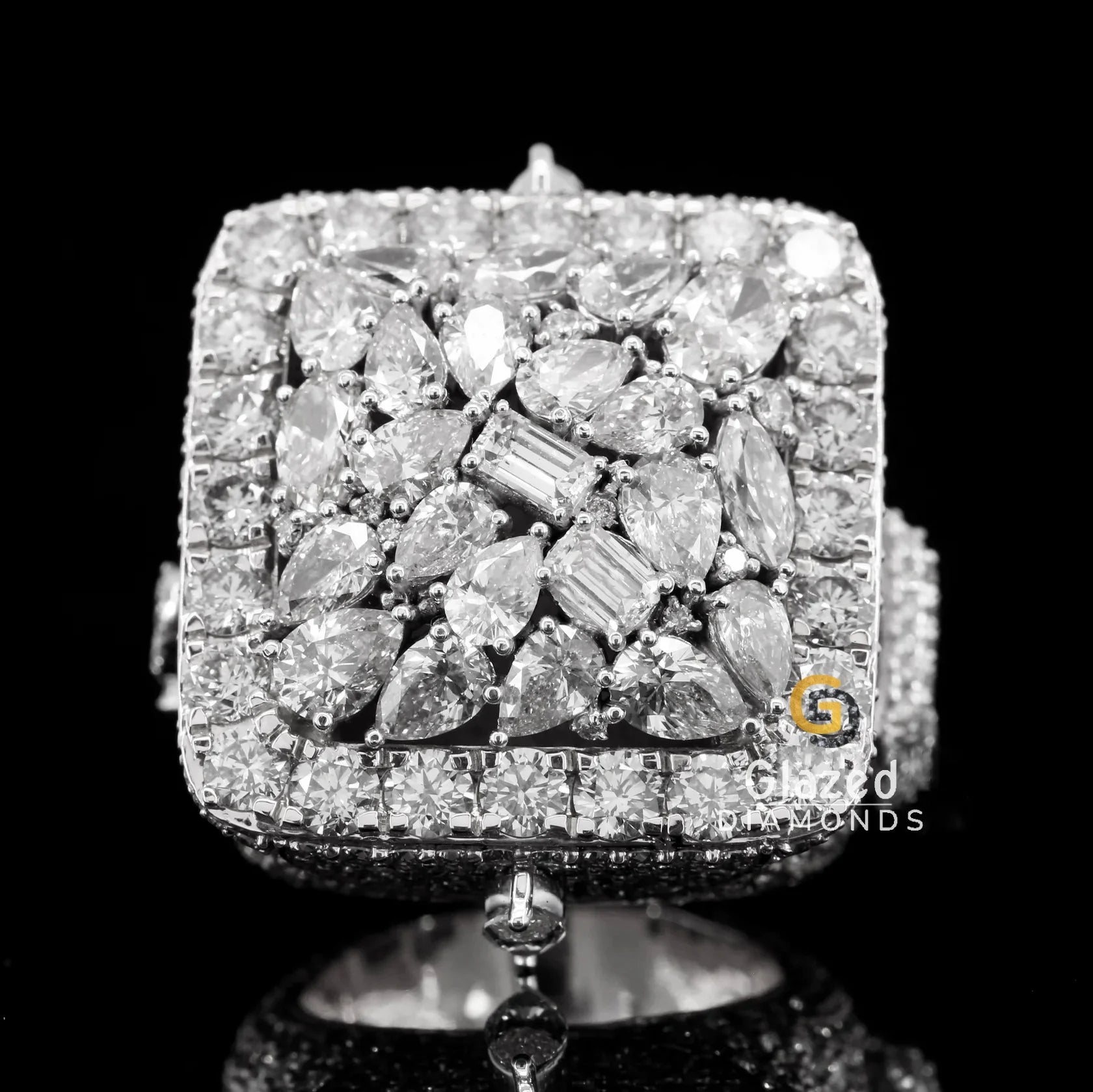 Mens Iced Out Multi Shape Moissanite Diamond Fancy Championship Hip Hop Ring