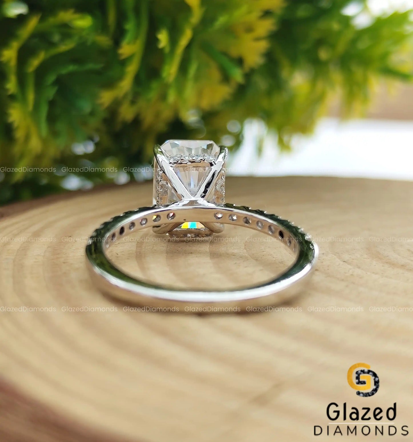 3 CT Radiant Cut Moissanite Hidden Halo Engagement Ring