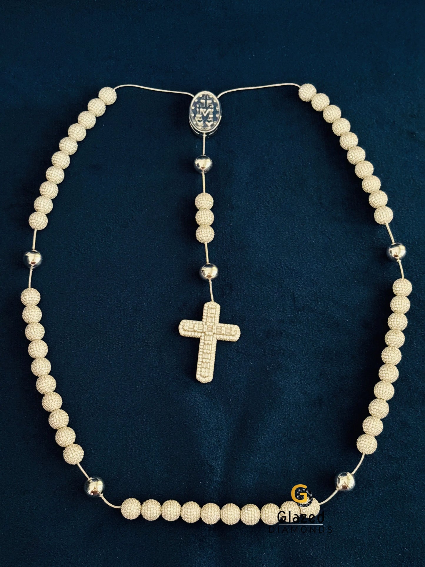 925 Silver Rosary Beads Moissanite Jesus Hip Hop Chain