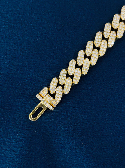 925 Silver 10MM Moissanite Cuban Link Bracelet For Men
