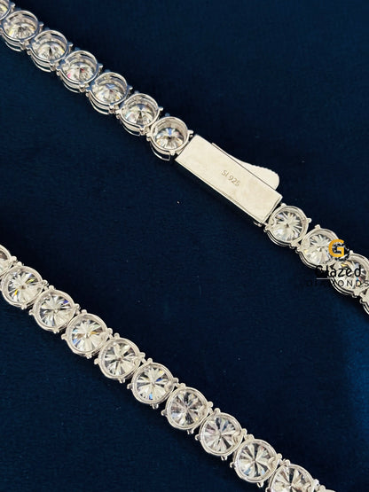 925 Silver 10MM Round Cut Moissanite Hip Hop Tennis Chain