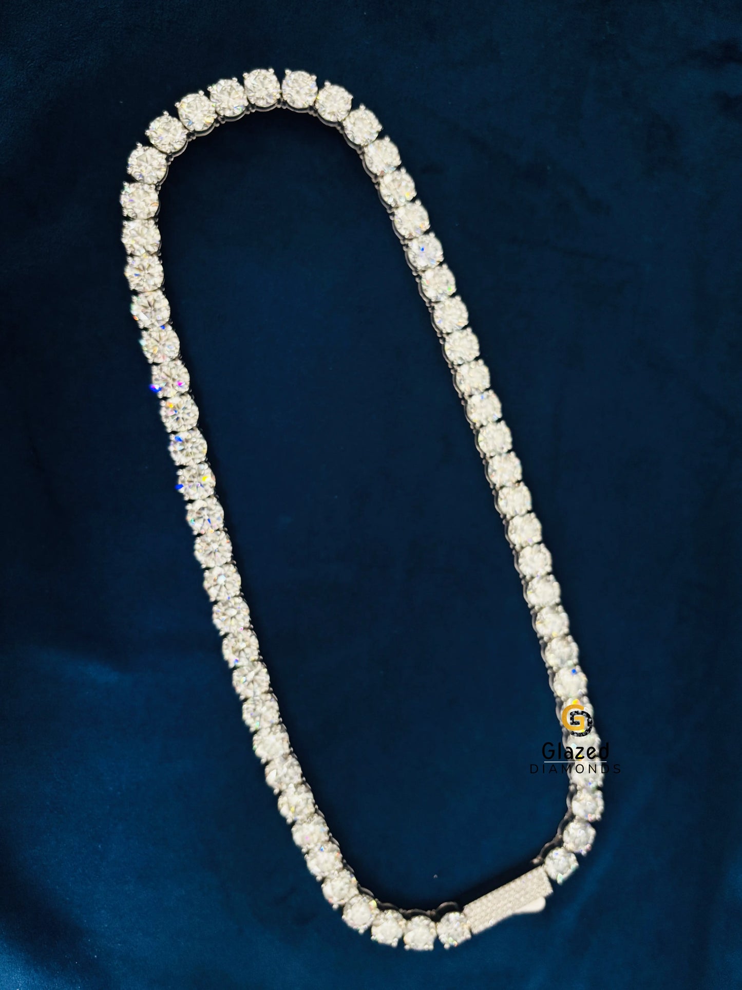925 Silver 10MM Round Cut Moissanite Tennis Chain
