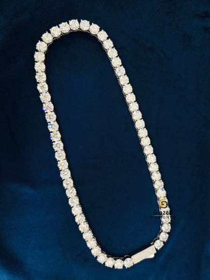 925 Silver 10MM Round Cut Moissanite Tennis Chain
