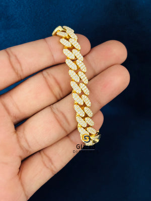 925 Silver 10MM Yellow Gold Plated Moissanite Cuban Link Bracelet