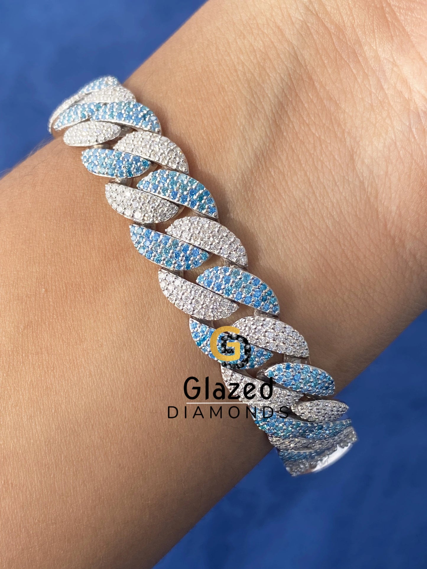 925 Silver 12MM Moissanite Hip Hop Bracelet