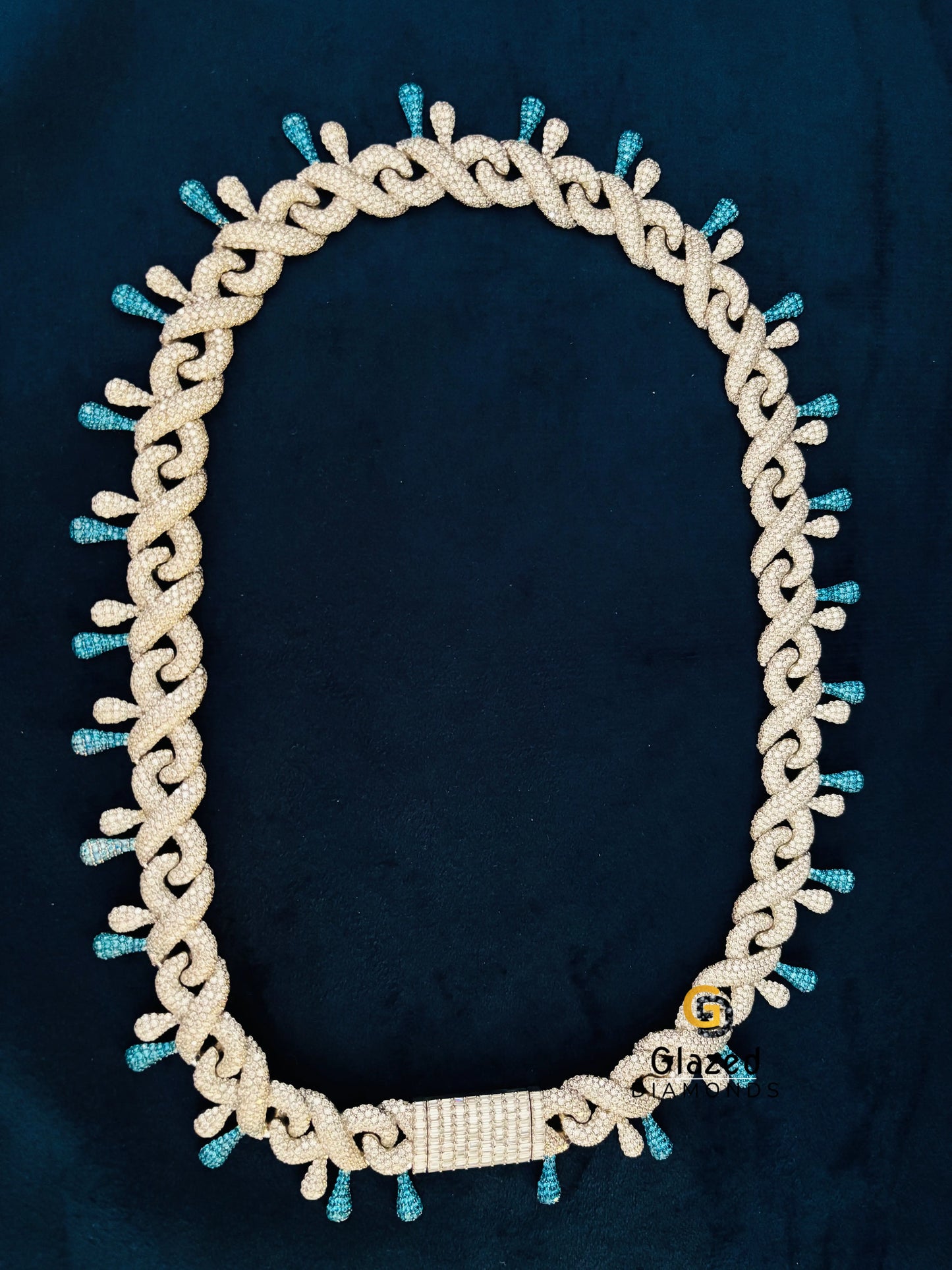 925 Silver 14MM Moissanite Round_ Baguette Hip Hop Chain For Men
