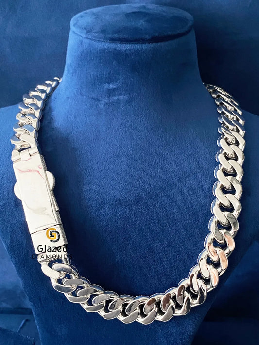 925 Silver 18MM Round_Baguette Moissanite Hip Hop Chain
