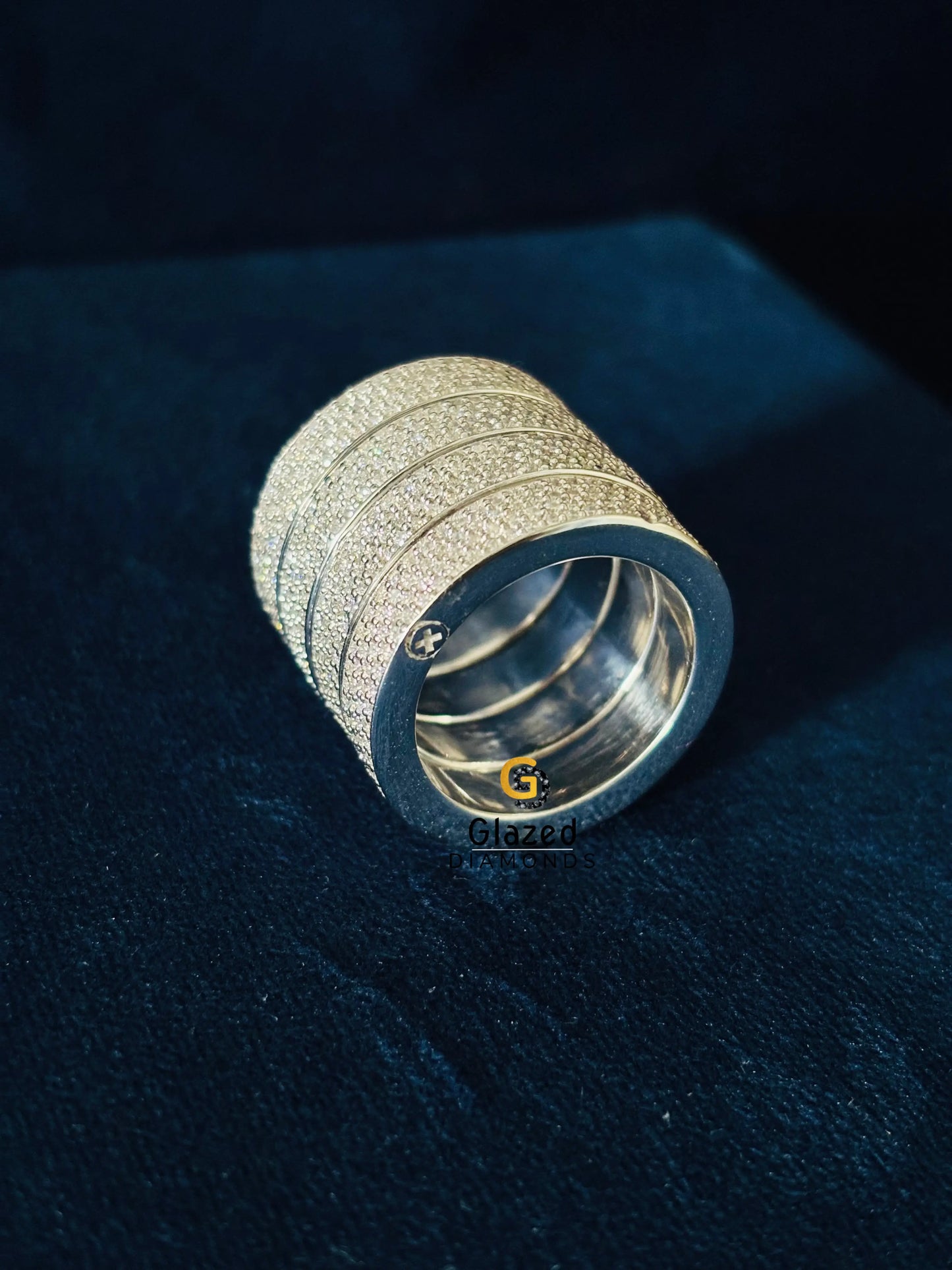 925 Silver 4 Finger Spiral Statement Bust Down Moissanite Ring