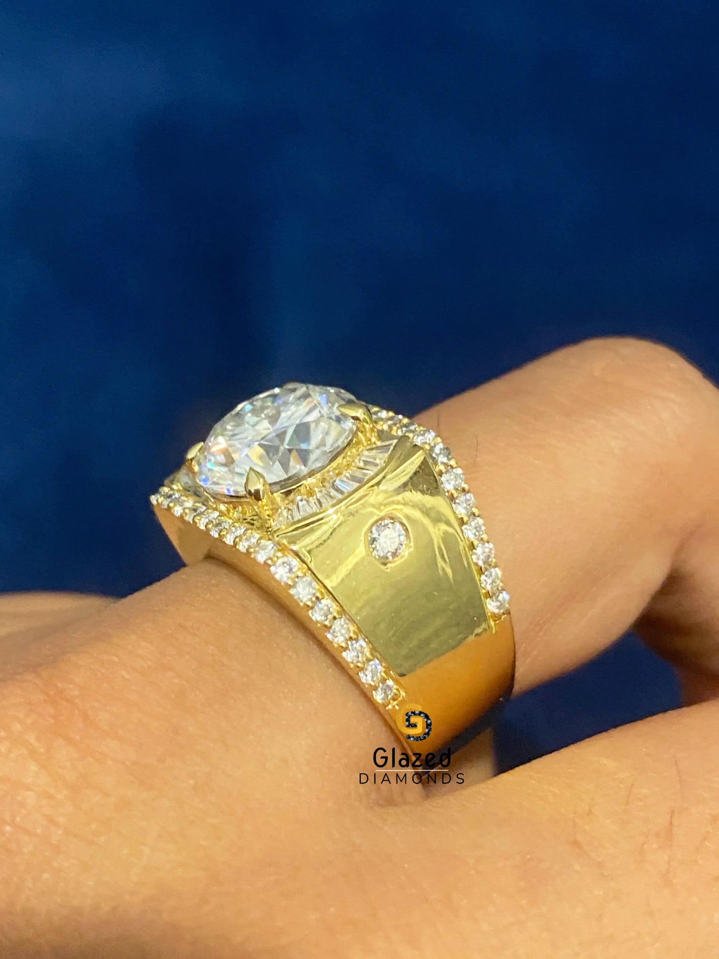 925 Silver 5CT Round_ Tapper Baguette Moissanite Iced Out Ring