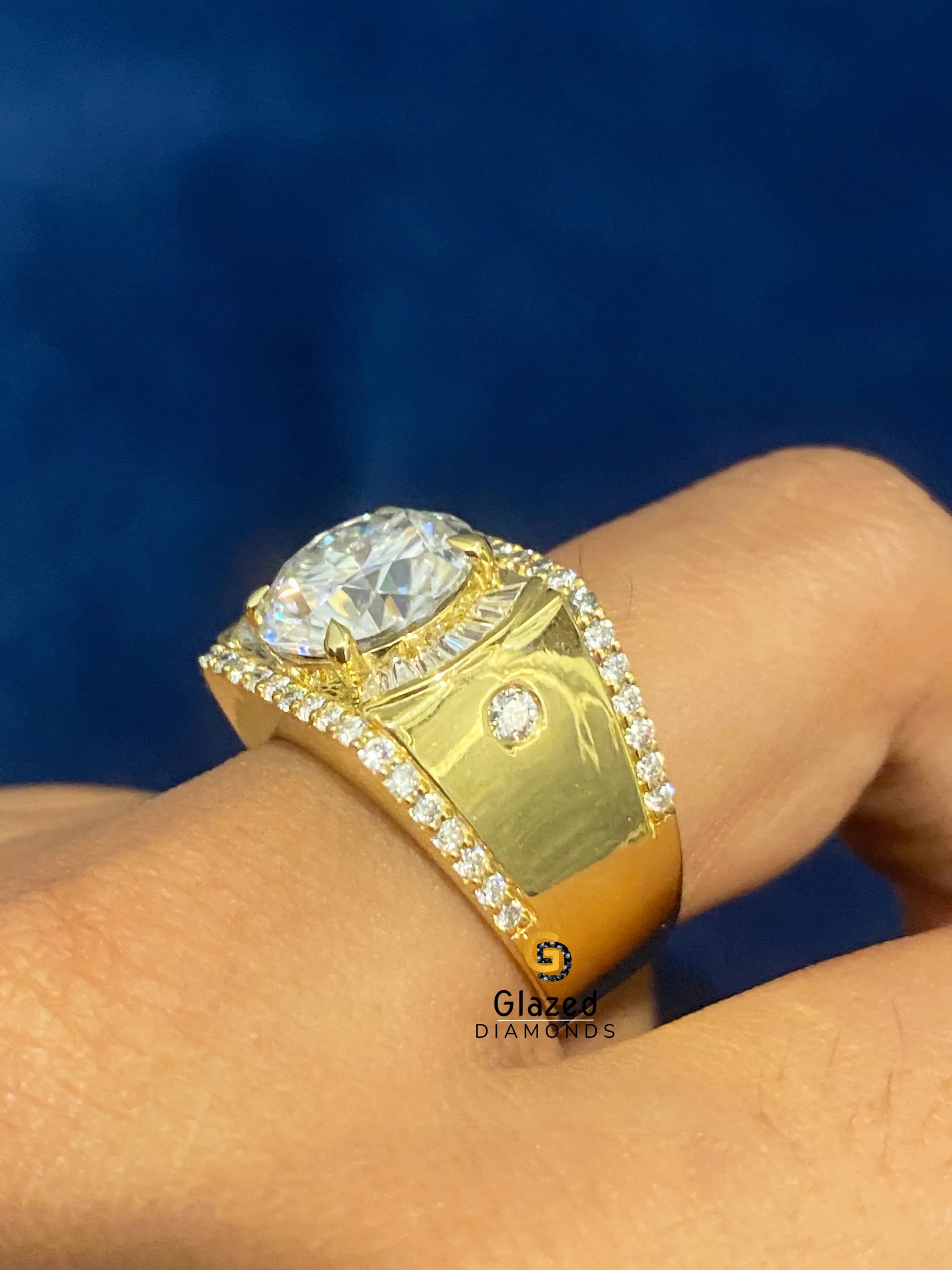925 Silver 5CT Round_ Tapper Baguette Moissanite Iced Out Ring