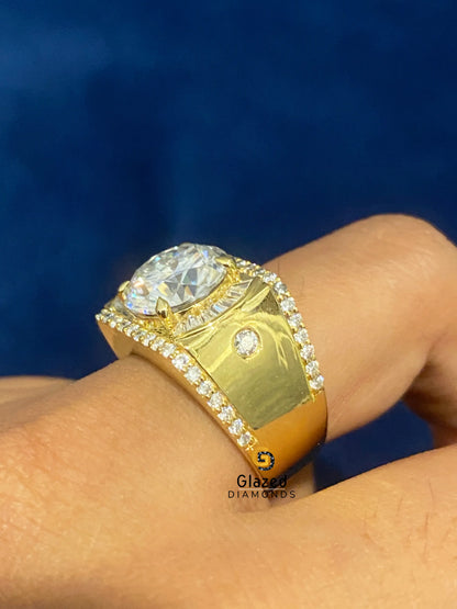 925 Silver 5CT Round_ Tapper Baguette Moissanite Iced Out Ring