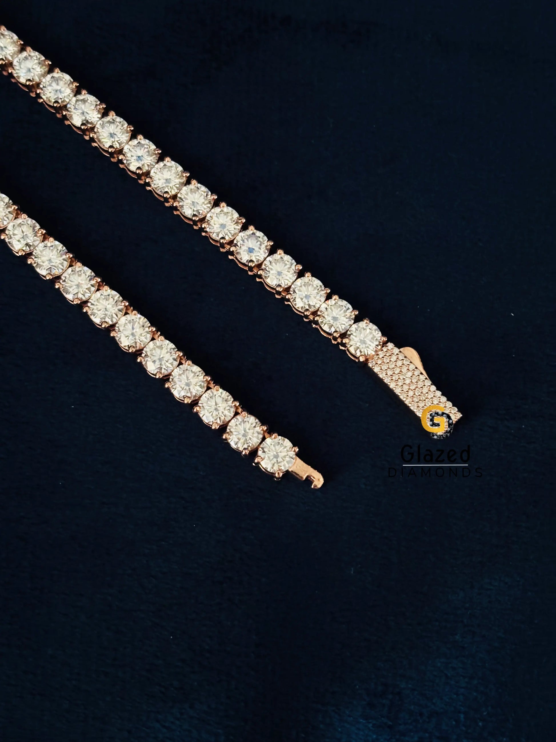 925 Silver 6MM Rose Gold Plated Moissanite Chain For Women