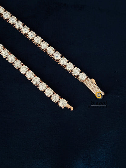 925 Silver 6MM Rose Gold Plated Moissanite Chain For Women