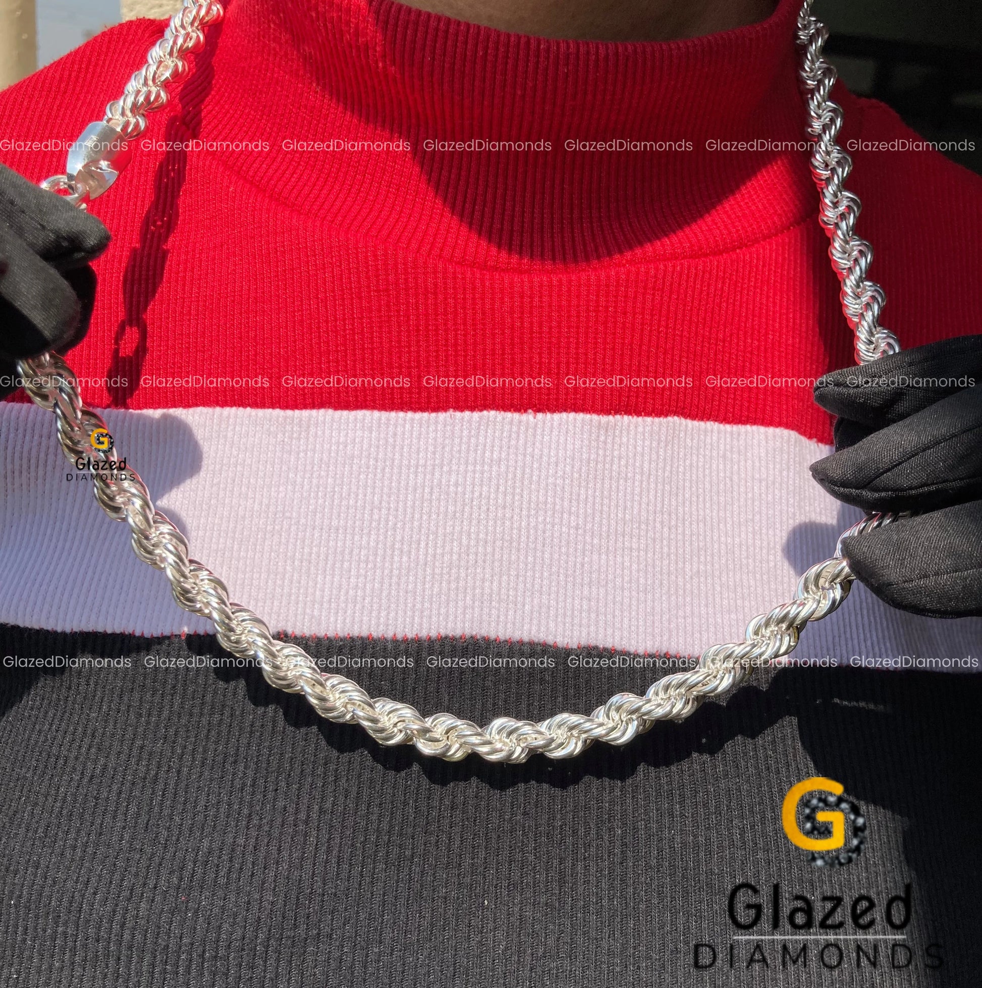 925 Silver 9mm Rope Chain for Mens