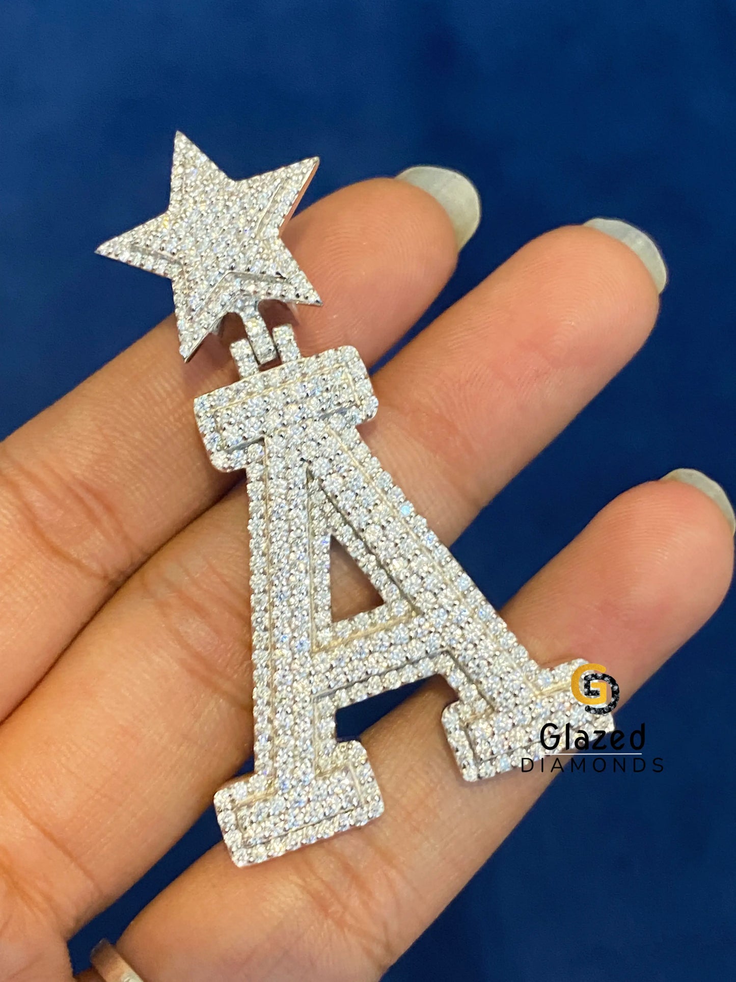 925 Silver A Letter Moissanite Pendant