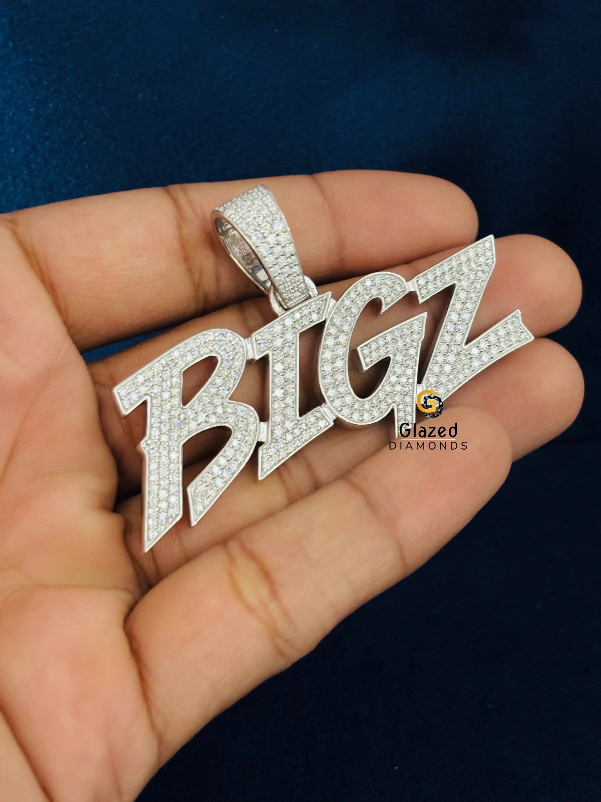 925 Silver BIGZ Custom Letter Name Moissanite Pendant For Men