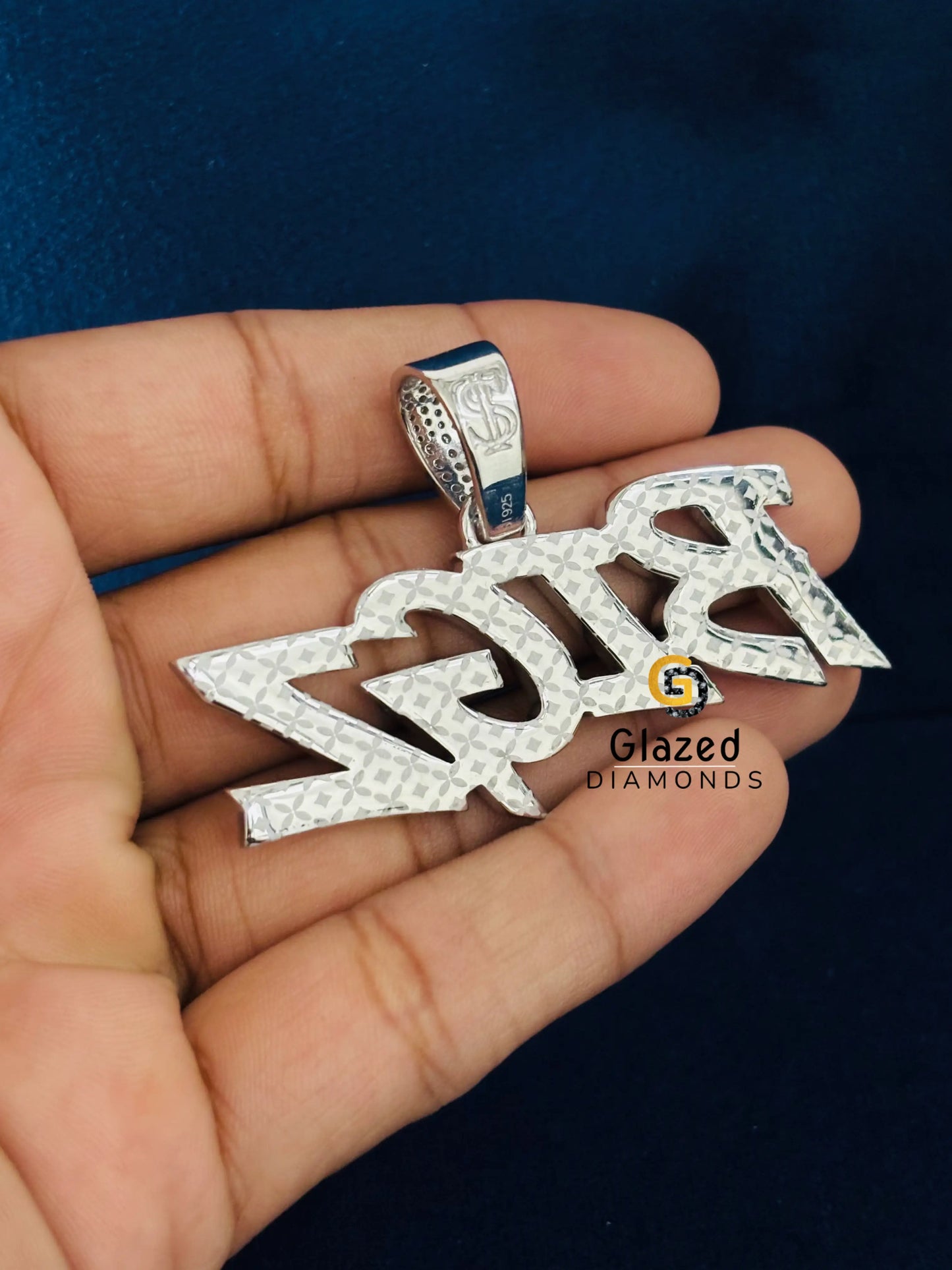 925 Silver BIG Z Custom Letter Name Moissanite Pendant