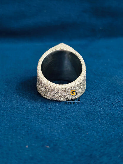 925 Silver Baguette_ Round Moissanite Illuminati Triangle Bust Down Ring For Men_s 