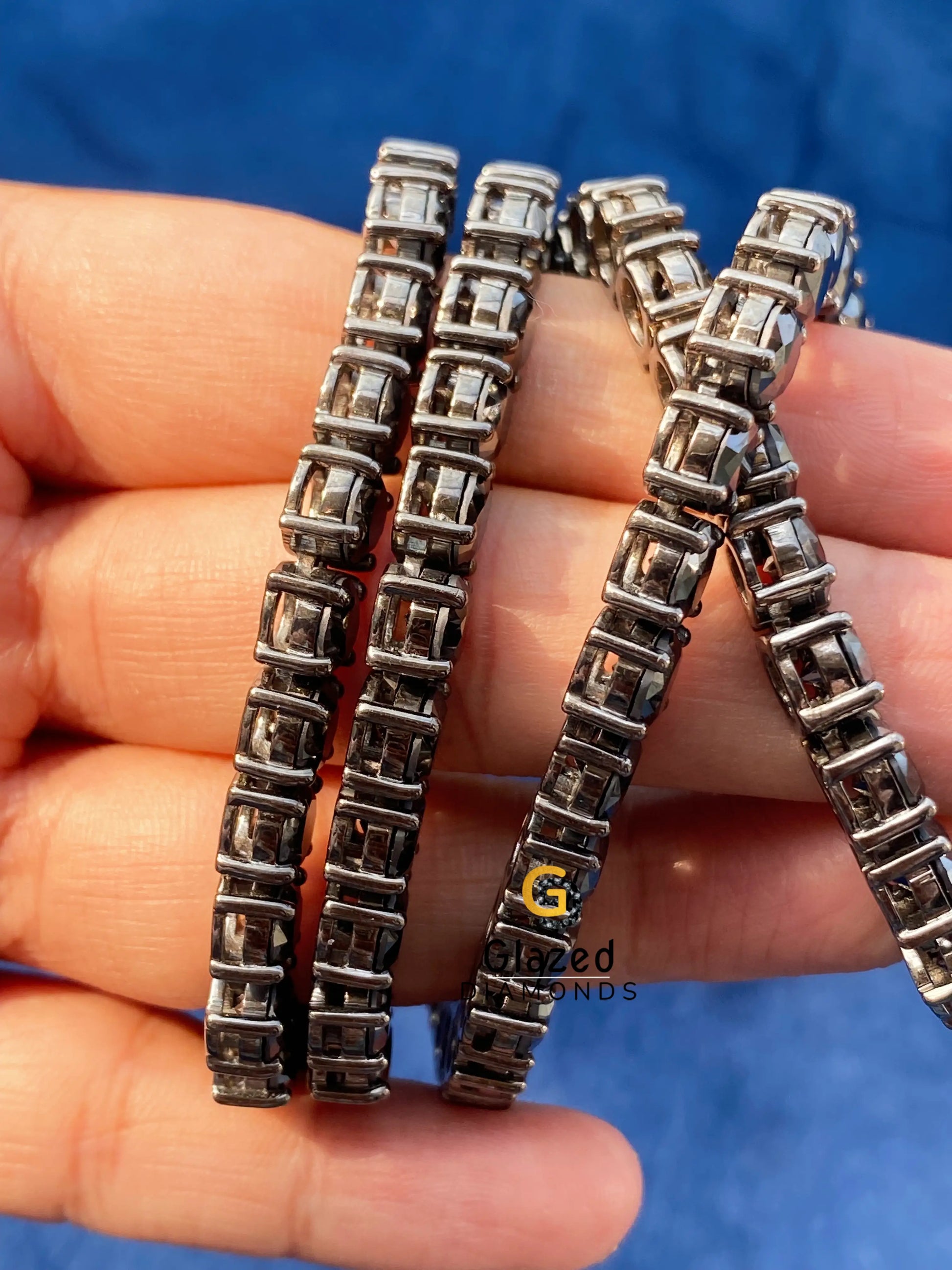 925 Silver Black Moissanite Tennis Chain