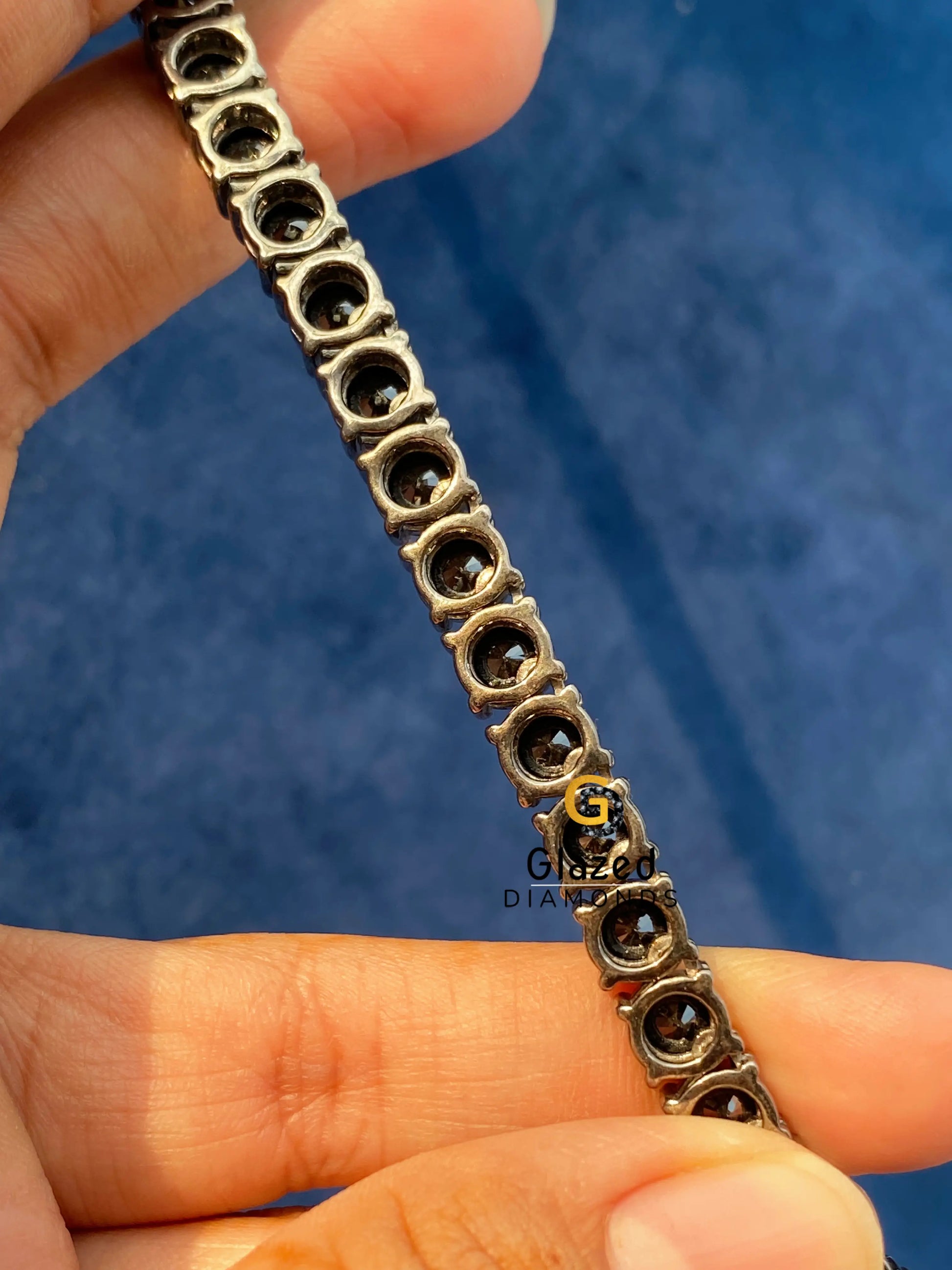 925 Silver Black Round Cut Moissanite Tennis Chain