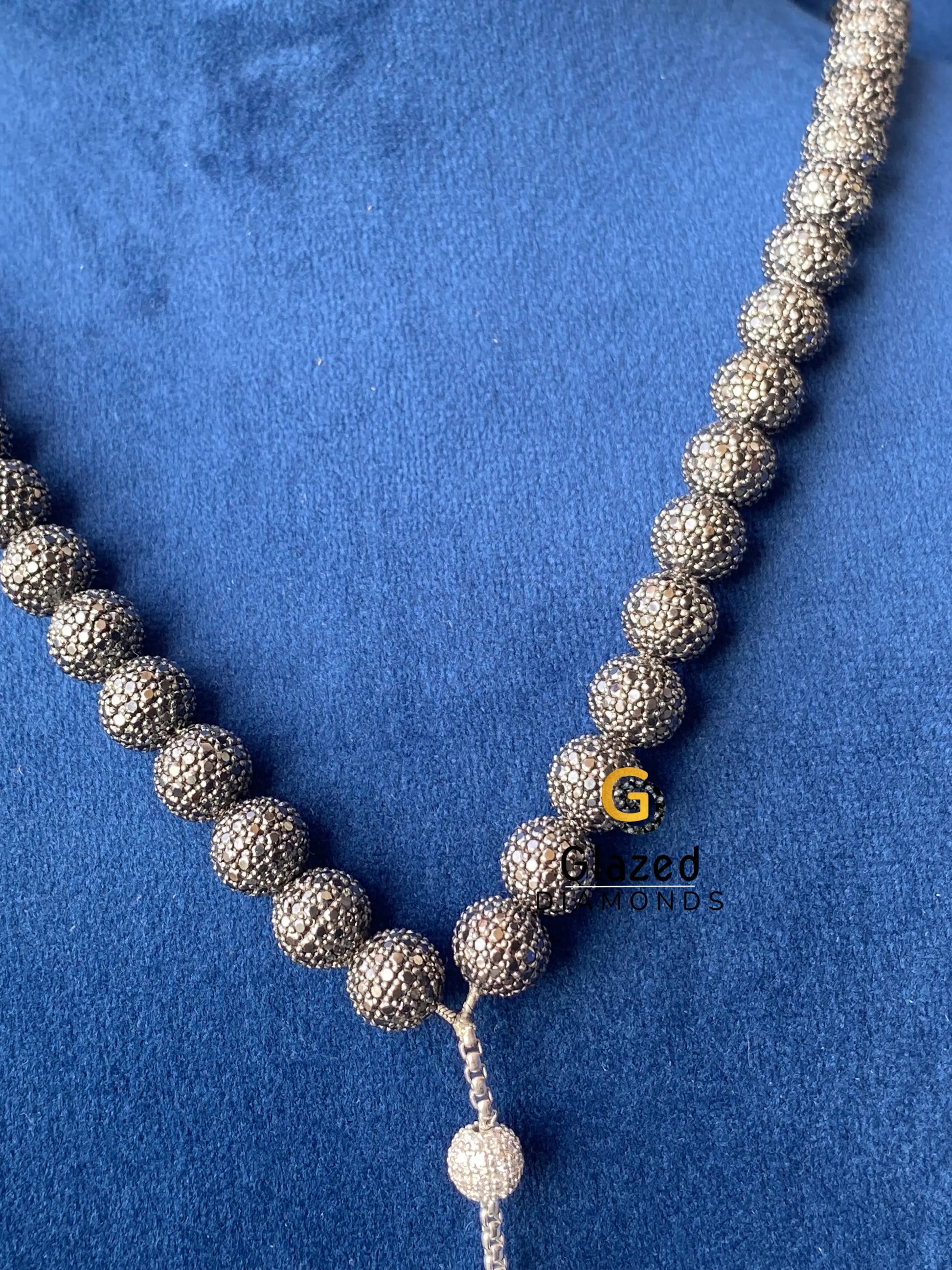 925 Silver Black_ White Moissanite Necklace 