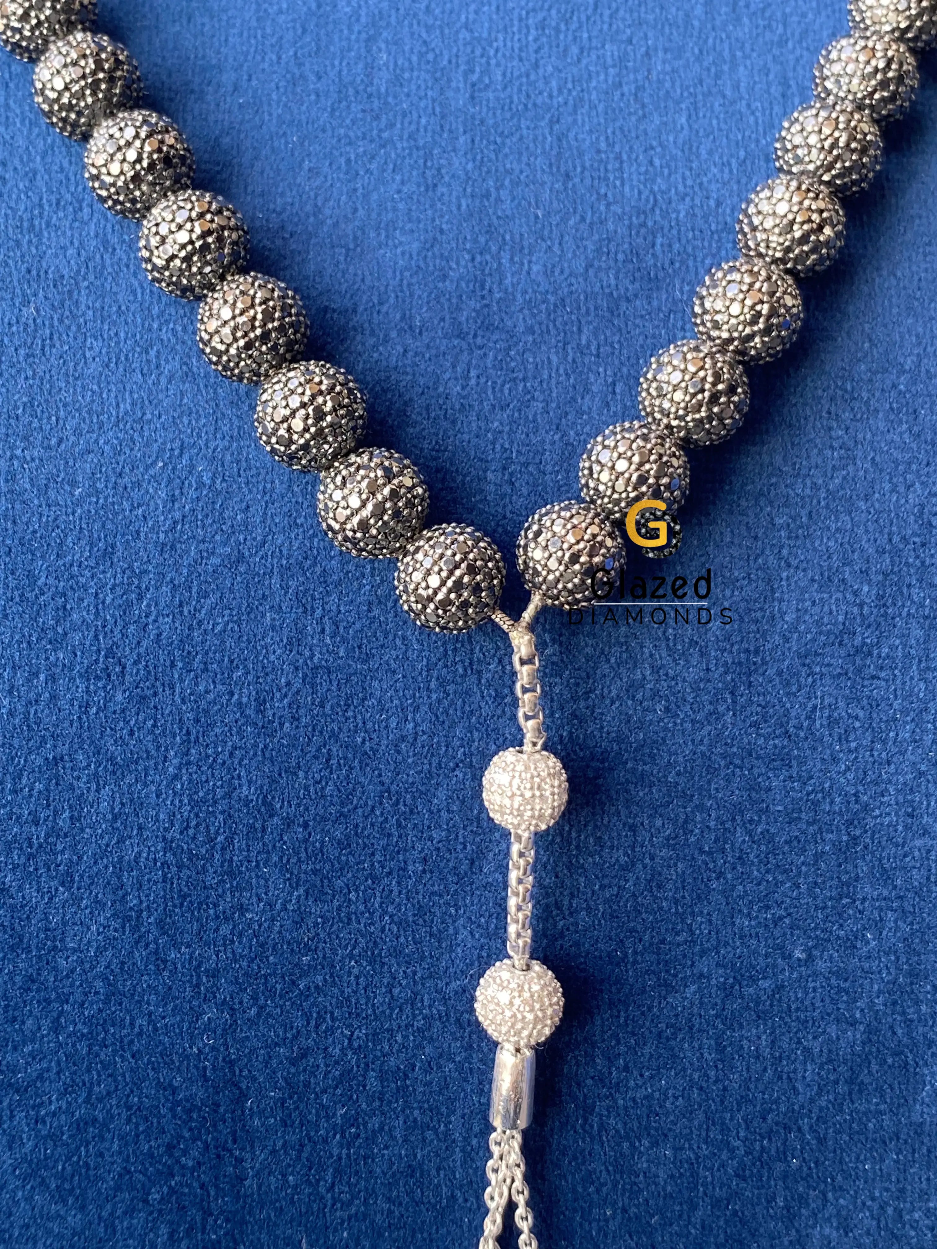 925 Silver Black_ White Moissanite Necklace For Men