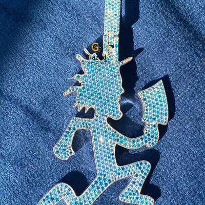 925 Silver Blue Moissanite Hechet Man Moissanite Pendant