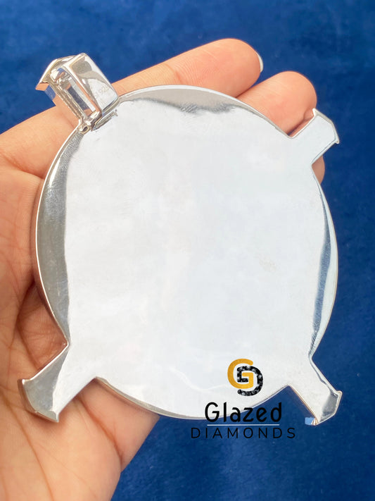 925 Silver Bust Down Disc Moissanite Iced Out Pendant
