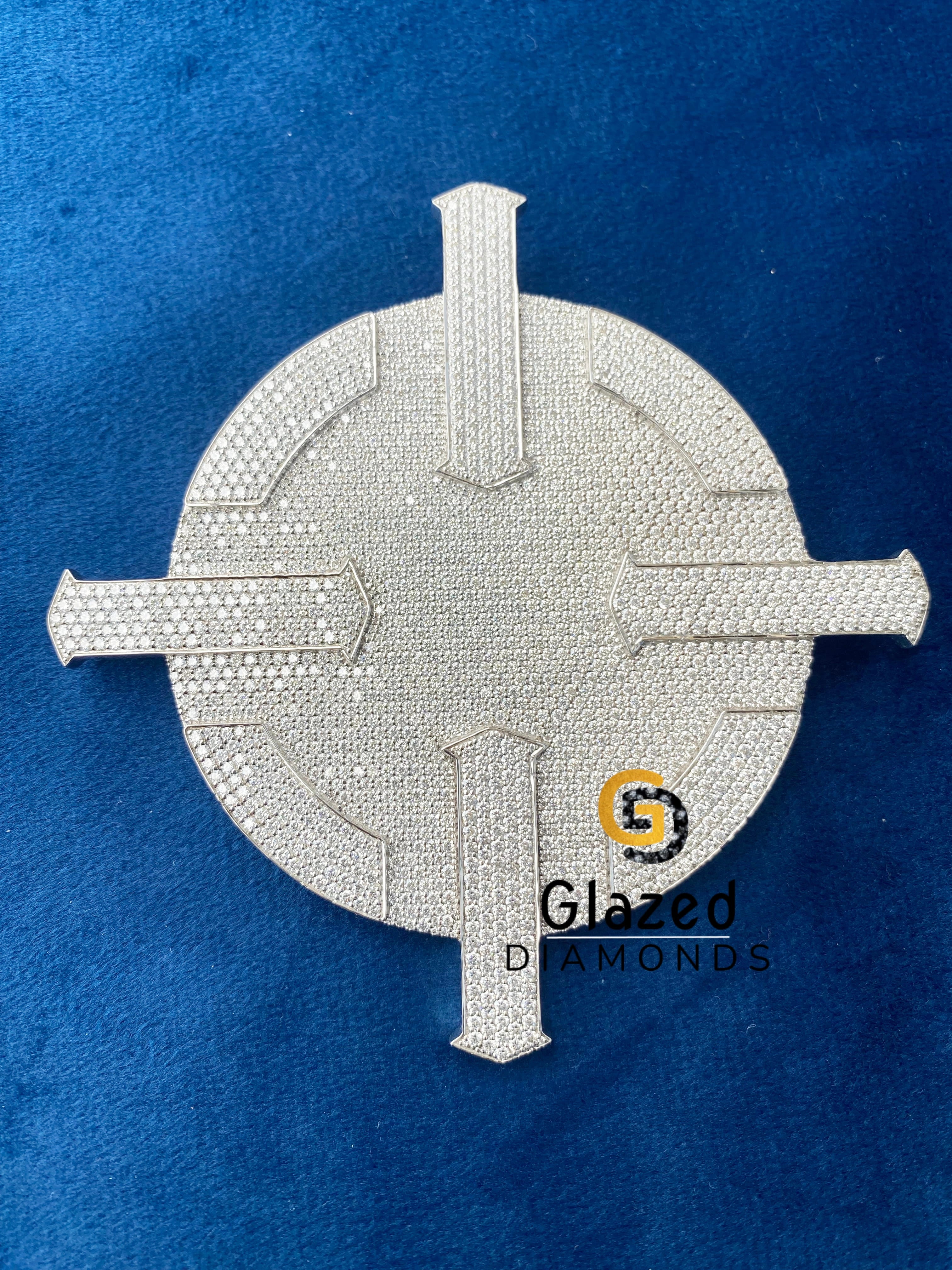 925 Silver Bust Down Disc Moissanite Rappers Pendant